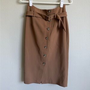 White House Black Market Tan Buttoned Pencil Skirt